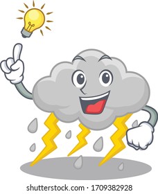 Mascot character design of cloud stormy with has an idea smart gesture