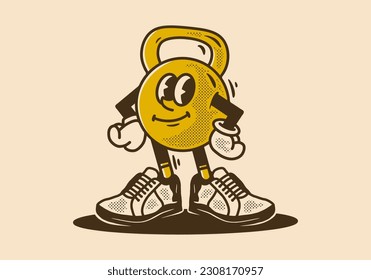 Mascot character design of a dumbbells in an upright standing position