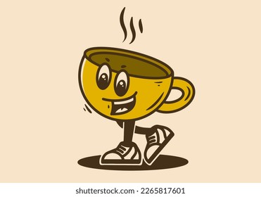 Diseño de carácter mascota de café feliz