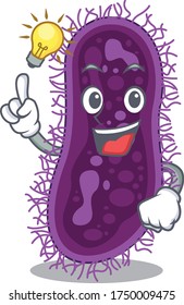 Mascot character design of lactobacillus rhamnosus bacteria with has an idea smart gesture