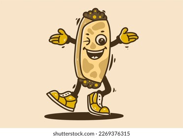 Mascot character design of mexican food Enchiladas with happy face