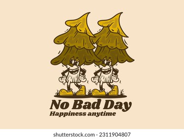 Mascot character design of pine tree in vintage style