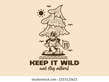 Mascot character design of pine tree in vintage style