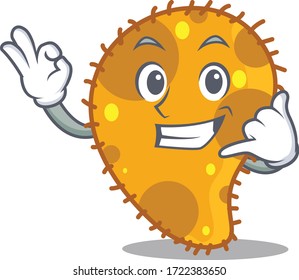 Mascot character design of pseudomonas with has an idea smart gesture