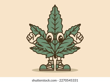 Mascot character design of standing green cannabis leaf