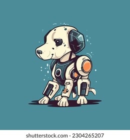 A mascot character of a dog robot for a tech startup. modern logo flat color