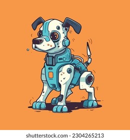 A mascot character of a dog robot for a tech startup. modern logo flat color