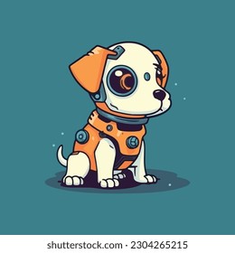Personaje mascota de un robot de perros para una empresa de tecnología. logotipo moderno color plano