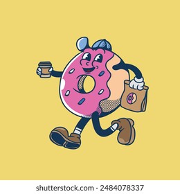 mascot character donut good for brand, logo, identity food company or food mascot