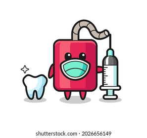 Mascot character of dynamite as a dentist , cute style design for t shirt, sticker, logo element