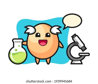 Carácter mascota del huevo como científico