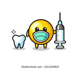 Mascot character of egg yolk as a dentist , cute design