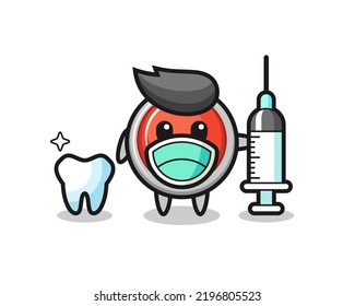 Mascot character of emergency panic button as a dentist , cute design