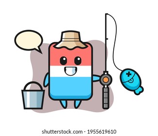 Mascot character of eraser as a fisherman, cute style design for t shirt, sticker, logo element