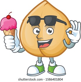 Mascot character featuring chickpeas with ice cream