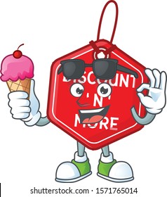 Mascot character featuring christmas discount tag with ice cream