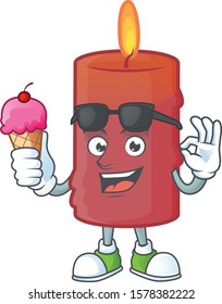 Mascot character featuring red candle with ice cream