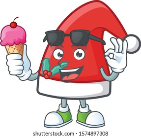 Mascot character featuring santa claus hat with ice cream
