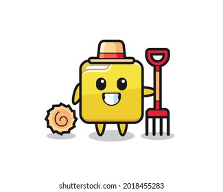 Mascot character of folder as a farmer , cute style design for t shirt, sticker, logo element