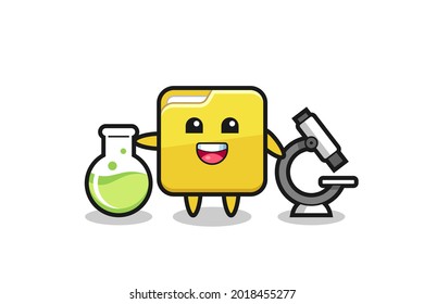 Mascot character of folder as a scientist , cute style design for t shirt, sticker, logo element