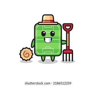 Mascot character of football field as a farmer , cute style design for t shirt, sticker, logo element