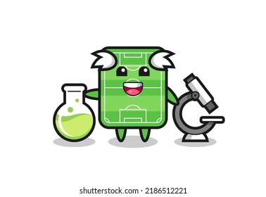 Mascot character of football field as a scientist , cute style design for t shirt, sticker, logo element