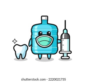 Mascot character of gallon water bottle as a dentist , cute design