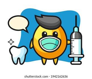 Mascot character of golden egg as a dentist