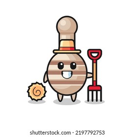 Mascot character of honey dipper as a farmer , cute design