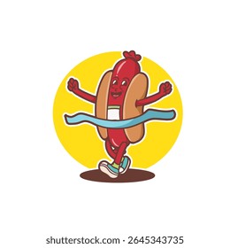 mascot character hotdog marathon good for logo, branding, mascot food, restaurant, cafe, etc