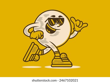 Mascot character illustration of ball head in running pose