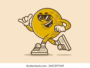 Mascot character illustration of ball head in running pose