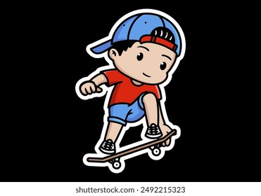 Mascot character illustration design of a boy jumping on the skateboard