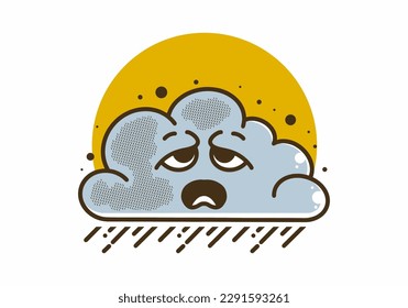 Mascot character illustration design of a cloud with sad face