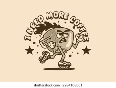 Mascot character illustration design of coffee cup playing roller skates