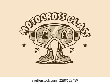Mascot character illustration design of a motocross glass