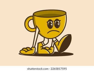 Mascot character illustration design of a sad coffee cup