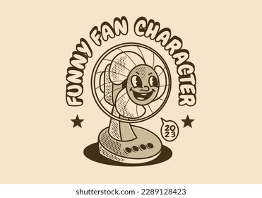 Diseño de ilustración de carácter mascota de un ventilador de tabla