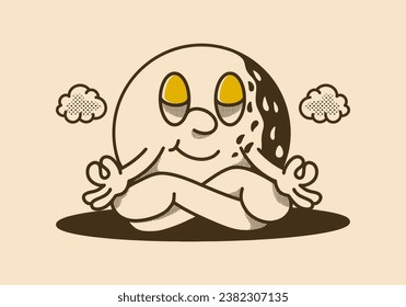 Mascot character illustration of golf ball in meditation pose