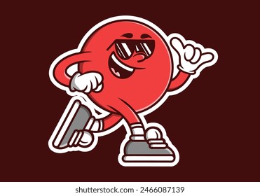 Mascot character illustration of red ball head in running pose