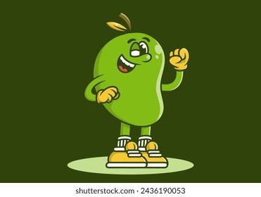 Mascot character illustration of standing mango in green color