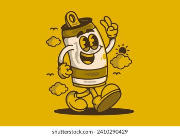 Mascot character illustration of a walking beer can