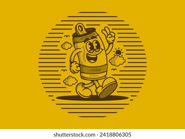Mascot character illustration of a walking beer can
