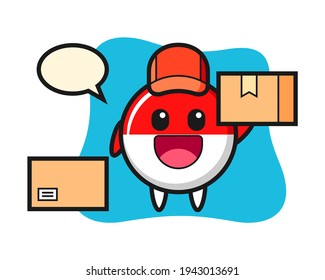 Mascot character of indonesia flag badge as a dentist