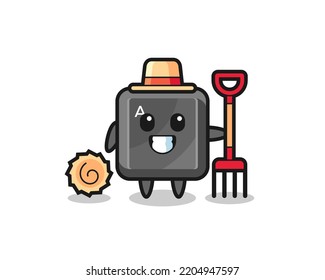 Mascot character of keyboard button as a farmer , cute design