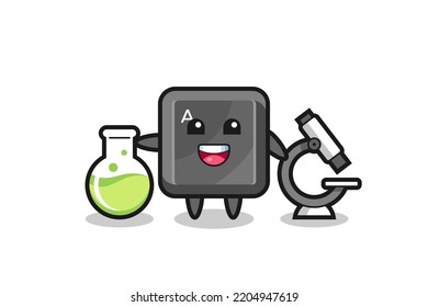 Mascot character of keyboard button as a scientist , cute design