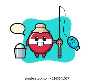 Mascot character of latvia flag badge as a fisherman , cute style design for t shirt, sticker, logo element