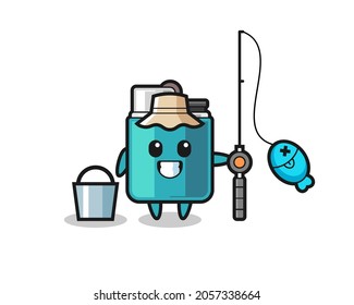Mascot character of lighter as a fisherman , cute design