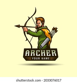 mascot or character logos of archer hunting in the forest, can be used e sport marksman game player logo template