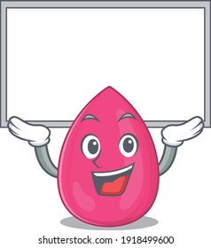 Mascot character of makeup sponge rise up a white board. Vector illustration